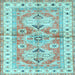 Square Geometric Light Blue Traditional Rug, tr4657lblu