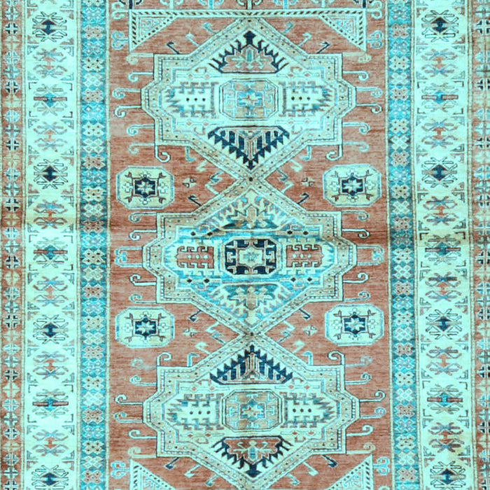 Geometric Light Blue Traditional Rug, tr4657lblu