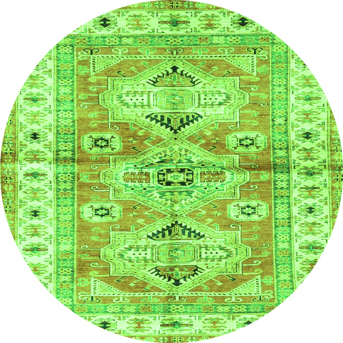 Square Geometric Green Traditional Rug, tr4657grn