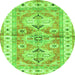 Square Geometric Green Traditional Rug, tr4657grn