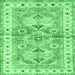 Square Geometric Emerald Green Traditional Rug, tr4657emgrn