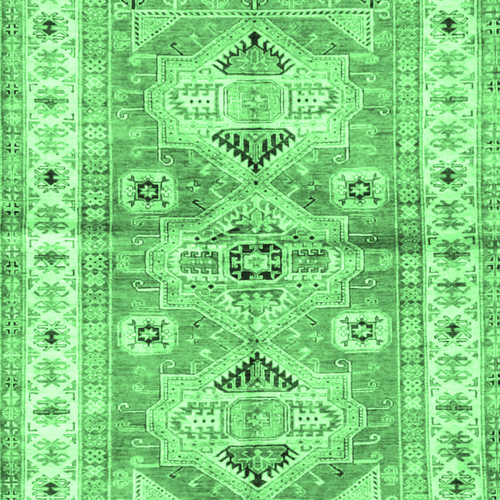 Machine Washable Geometric Emerald Green Traditional Area Rugs, wshtr4657emgrn