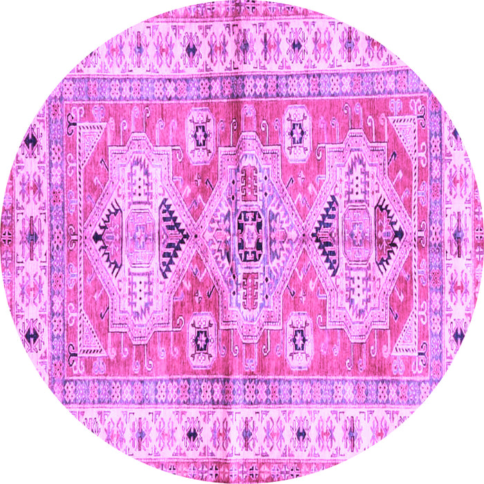 Round Geometric Purple Traditional Rug, tr4657pur