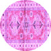 Round Geometric Purple Traditional Rug, tr4657pur