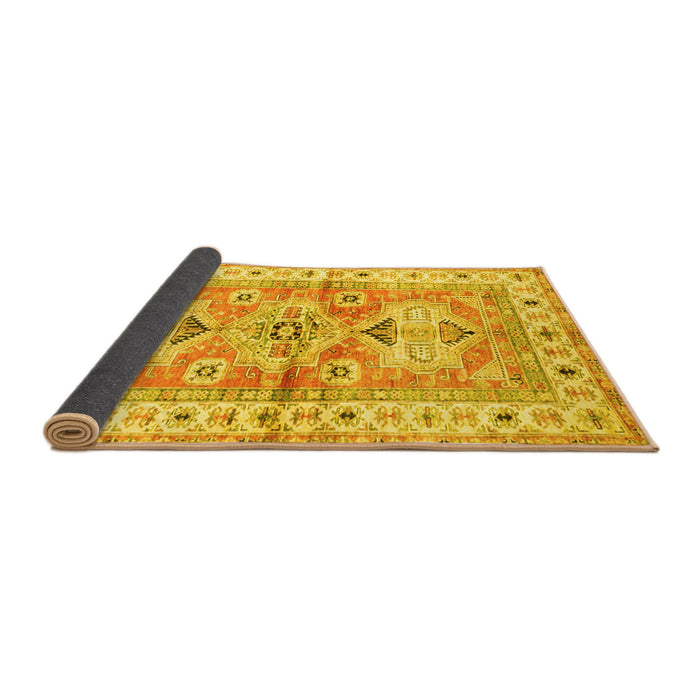 Sideview of Geometric Yellow Traditional Rug, tr4657yw