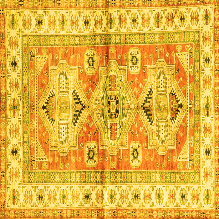 Square Geometric Yellow Traditional Rug, tr4657yw