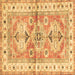 Square Geometric Brown Traditional Rug, tr4657brn