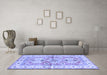 Machine Washable Geometric Blue Traditional Rug in a Living Room, wshtr4657blu