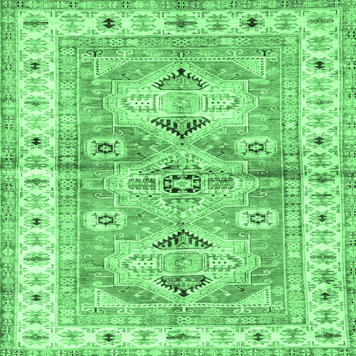 Square Machine Washable Geometric Emerald Green Traditional Area Rugs, wshtr4657emgrn