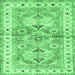 Square Machine Washable Geometric Emerald Green Traditional Area Rugs, wshtr4657emgrn
