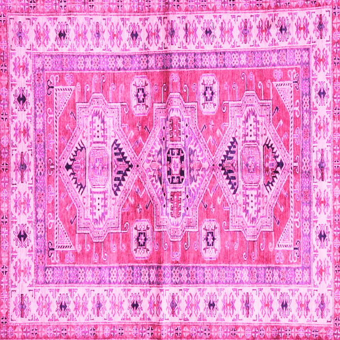 Square Geometric Pink Traditional Rug, tr4657pnk
