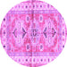 Round Machine Washable Geometric Purple Traditional Area Rugs, wshtr4657pur