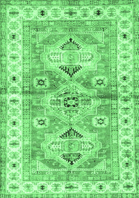 Geometric Emerald Green Traditional Rug, tr4657emgrn