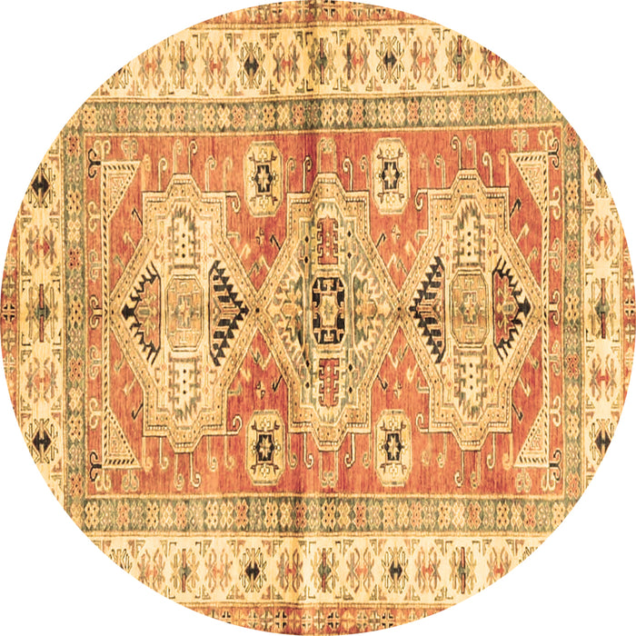 Round Machine Washable Geometric Brown Traditional Rug, wshtr4657brn