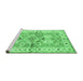 Sideview of Machine Washable Geometric Emerald Green Traditional Area Rugs, wshtr4657emgrn