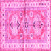 Square Machine Washable Geometric Pink Traditional Rug, wshtr4657pnk