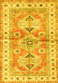 Geometric Yellow Traditional Rug, tr4657yw