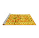 Sideview of Machine Washable Geometric Yellow Traditional Rug, wshtr4657yw