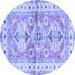 Round Geometric Blue Traditional Rug, tr4657blu