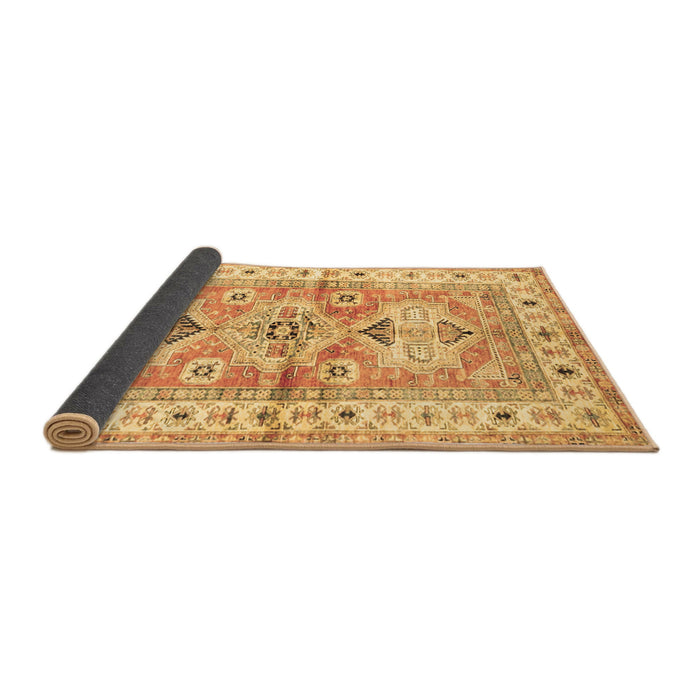 Sideview of Geometric Brown Traditional Rug, tr4657brn