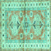 Square Geometric Turquoise Traditional Rug, tr4657turq