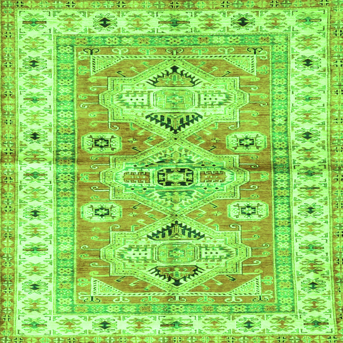 Serging Thickness of Geometric Green Traditional Rug, tr4657grn