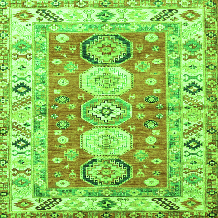 Serging Thickness of Geometric Green Traditional Rug, tr4658grn