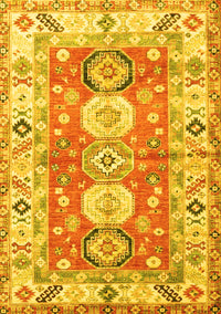 Geometric Yellow Traditional Rug, tr4658yw