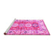 Sideview of Machine Washable Geometric Pink Traditional Rug, wshtr4658pnk