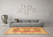 Machine Washable Geometric Brown Traditional Rug in a Living Room,, wshtr4658brn