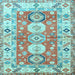 Square Geometric Light Blue Traditional Rug, tr4658lblu