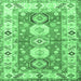 Square Geometric Emerald Green Traditional Rug, tr4658emgrn