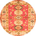 Square Geometric Orange Traditional Rug, tr4658org