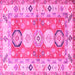 Square Geometric Pink Traditional Rug, tr4658pnk