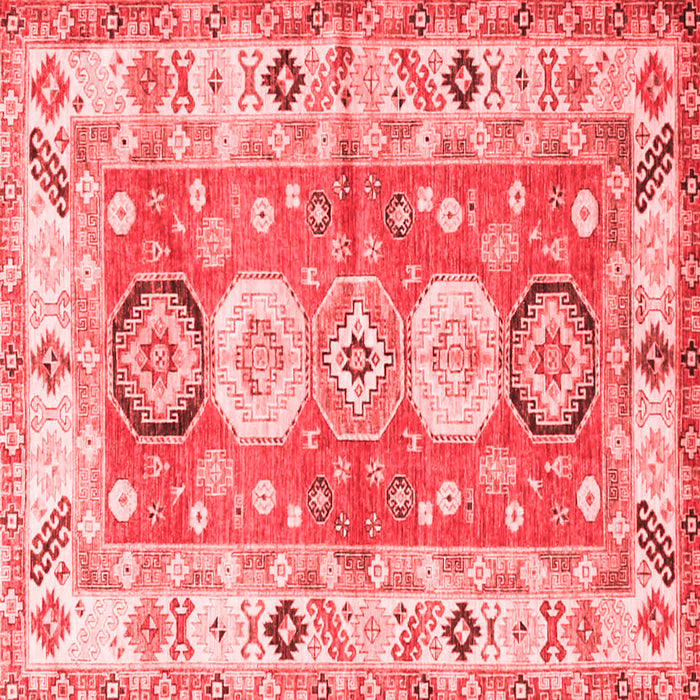Machine Washable Geometric Red Traditional Rug, wshtr4658red