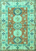 Geometric Turquoise Traditional Rug, tr4658turq