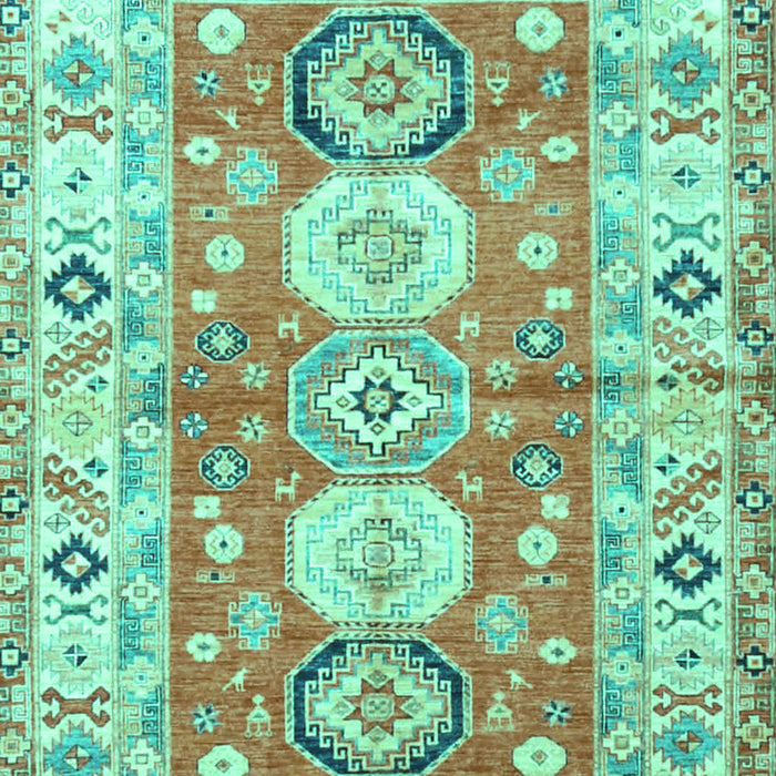 Geometric Turquoise Traditional Rug, tr4658turq