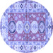 Round Geometric Blue Traditional Rug, tr4658blu