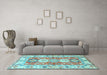 Machine Washable Geometric Light Blue Traditional Rug in a Living Room, wshtr4658lblu