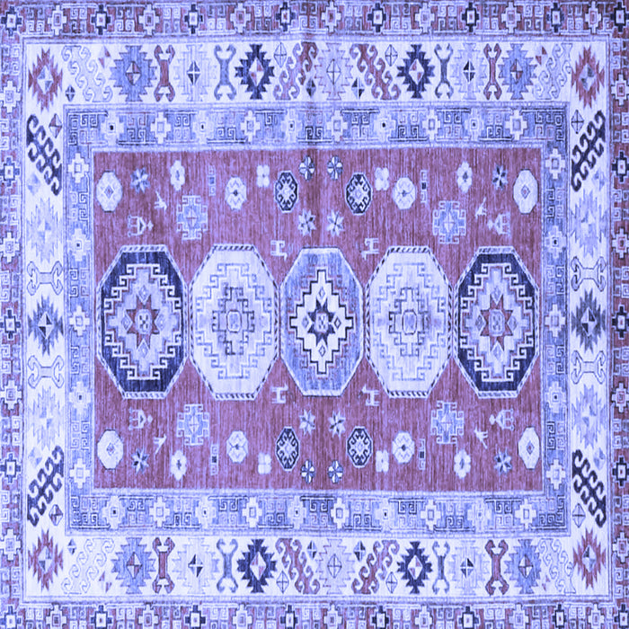 Square Machine Washable Geometric Blue Traditional Rug, wshtr4658blu