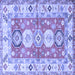 Square Machine Washable Geometric Blue Traditional Rug, wshtr4658blu