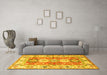 Machine Washable Geometric Yellow Traditional Rug in a Living Room, wshtr4658yw