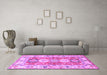 Machine Washable Geometric Purple Traditional Area Rugs in a Living Room, wshtr4658pur