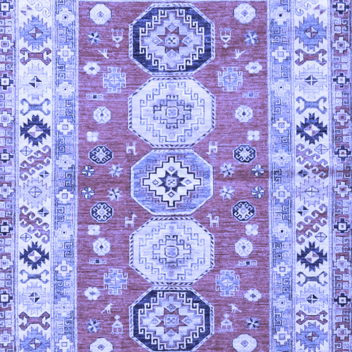 Machine Washable Geometric Blue Traditional Rug, wshtr4658blu