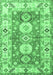 Machine Washable Geometric Emerald Green Traditional Area Rugs, wshtr4658emgrn