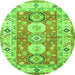 Square Geometric Green Traditional Rug, tr4658grn