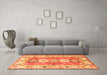 Machine Washable Geometric Orange Traditional Area Rugs in a Living Room, wshtr4658org