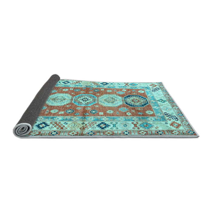 Sideview of Geometric Light Blue Traditional Rug, tr4658lblu