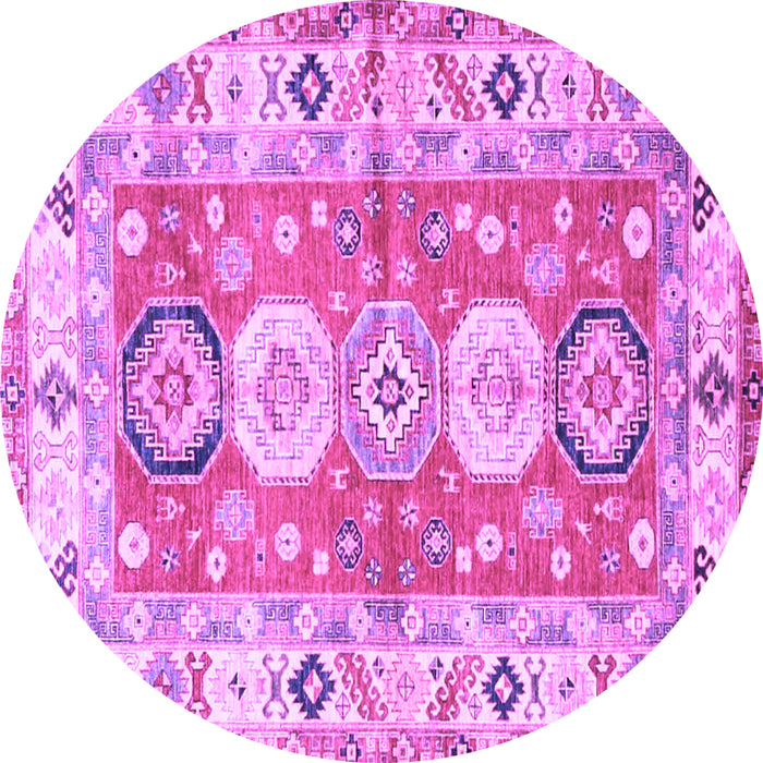 Round Geometric Purple Traditional Rug, tr4658pur