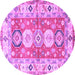 Round Geometric Purple Traditional Rug, tr4658pur